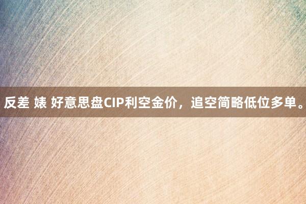 反差 婊 好意思盘CIP利空金价，追空简略低位多单。