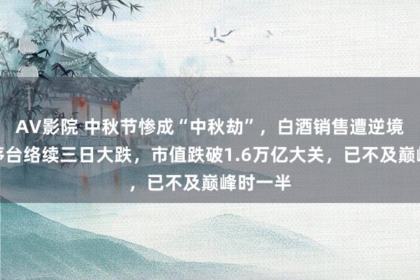 AV影院 中秋节惨成“中秋劫”，白酒销售遭逆境！贵州茅台络续三日大跌，市值跌破1.6万亿大关，已不及巅峰时一半