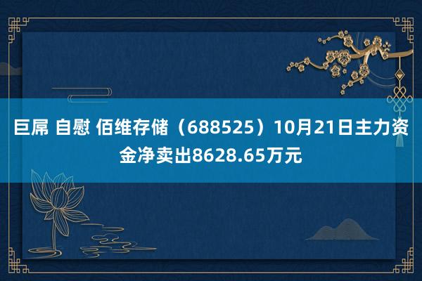 巨屌 自慰 佰维存储（688525）10月21日主力资金净卖出8628.65万元