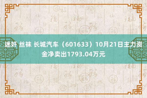 迷奸 丝袜 长城汽车（601633）10月21日主力资金净卖出1793.04万元