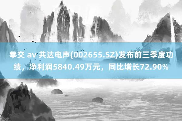 拳交 av 共达电声(002655.SZ)发布前三季度功绩，净利润5840.49万元，同比增长72.90%