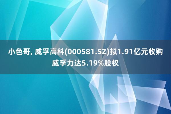 小色哥， 威孚高科(000581.SZ)拟1.91亿元收购威孚力达5.19%股权