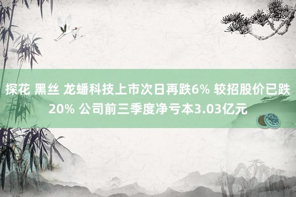 探花 黑丝 龙蟠科技上市次日再跌6% 较招股价已跌20% 公司前三季度净亏本3.03亿元