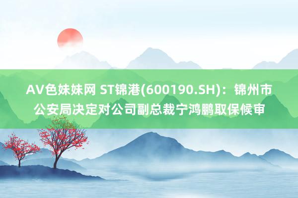 AV色妹妹网 ST锦港(600190.SH)：锦州市公安局决定对公司副总裁宁鸿鹏取保候审