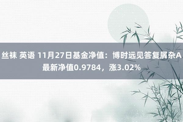 丝袜 英语 11月27日基金净值：博时远见答复羼杂A最新净值0.9784，涨3.02%