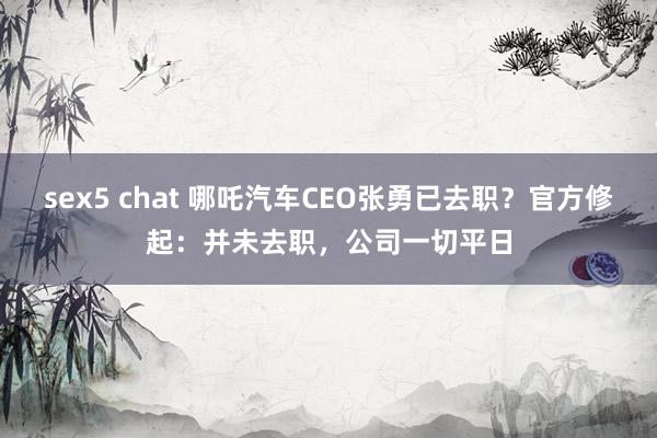 sex5 chat 哪吒汽车CEO张勇已去职？官方修起：并未去职，公司一切平日