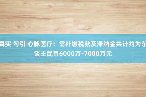 真实 勾引 心脉医疗：需补缴税款及滞纳金共计约为东谈主民币6000万-7000万元