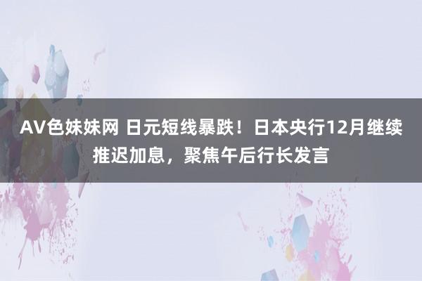 AV色妹妹网 日元短线暴跌！日本央行12月继续推迟加息，聚焦午后行长发言