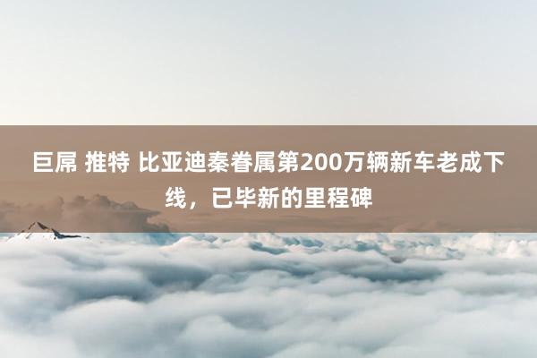 巨屌 推特 比亚迪秦眷属第200万辆新车老成下线，已毕新的里程碑