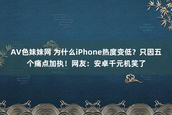 AV色妹妹网 为什么iPhone热度变低？只因五个痛点加执！网友：安卓千元机笑了