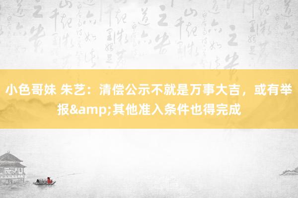 小色哥妹 朱艺：清偿公示不就是万事大吉，或有举报&其他准入条件也得完成