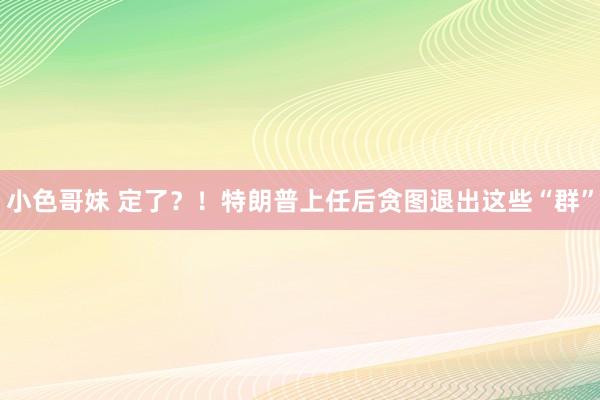 小色哥妹 定了？！特朗普上任后贪图退出这些“群”