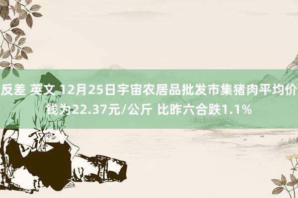 反差 英文 12月25日宇宙农居品批发市集猪肉平均价钱为22.37元/公斤 比昨六合跌1.1%