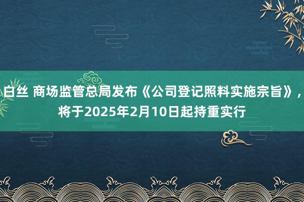 白丝 商场监管总局发布《公司登记照料实施宗旨》，将于2025年2月10日起持重实行