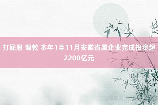 打屁股 调教 本年1至11月安徽省属企业完成投资超2200亿元