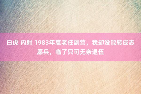 白虎 内射 1983年衰老任副营，我却没能转成志愿兵，临了只可无奈退伍