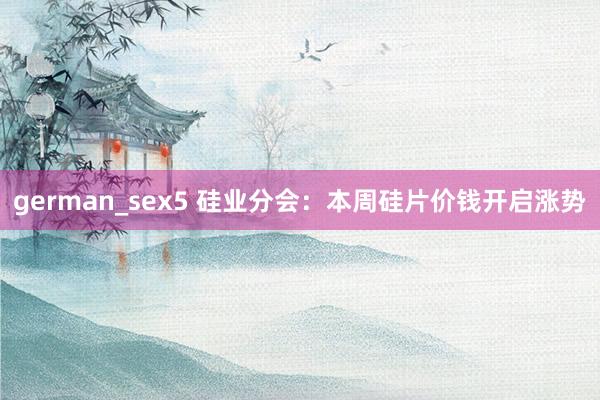 german_sex5 硅业分会：本周硅片价钱开启涨势