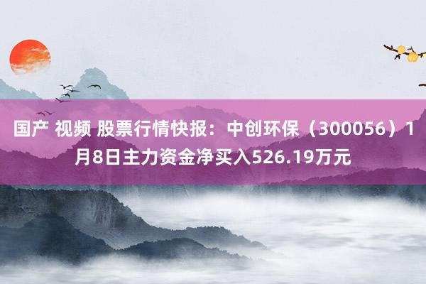 国产 视频 股票行情快报：中创环保（300056）1月8日主力资金净买入526.19万元