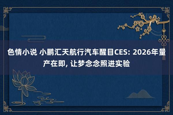 色情小说 小鹏汇天航行汽车醒目CES: 2026年量产在即， 让梦念念照进实验