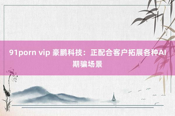 91porn vip 豪鹏科技：正配合客户拓展各种AI期骗场景