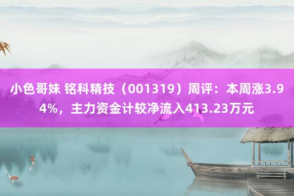 小色哥妹 铭科精技（001319）周评：本周涨3.94%，主力资金计较净流入413.23万元