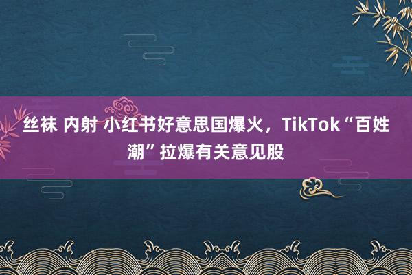 丝袜 内射 小红书好意思国爆火，TikTok“百姓潮”拉爆有关意见股