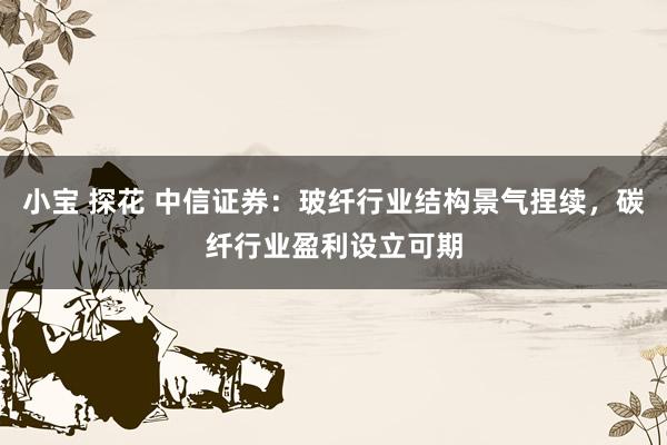 小宝 探花 中信证券：玻纤行业结构景气捏续，碳纤行业盈利设立可期